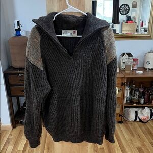Cozy Men's Dark Brown Zip-Up Sweater